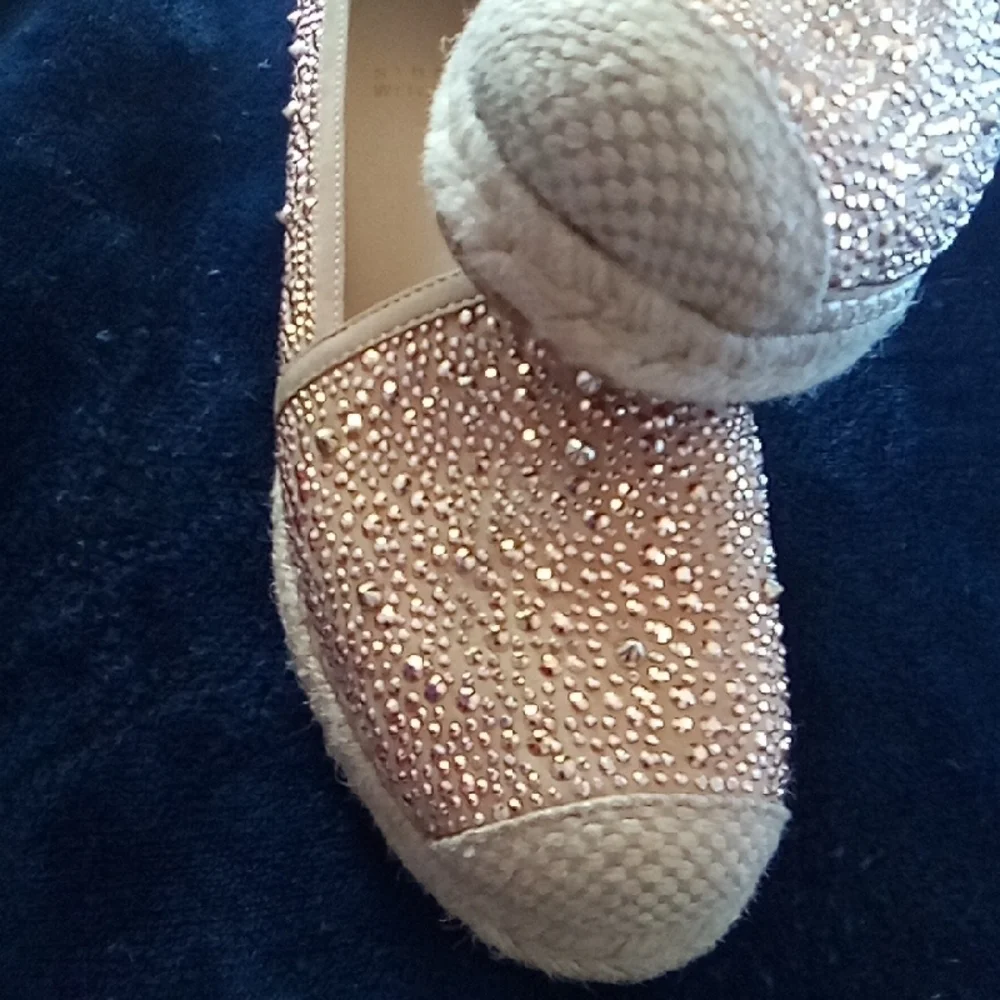 Stuart Weitzman Gold Beaded Espadrilles
